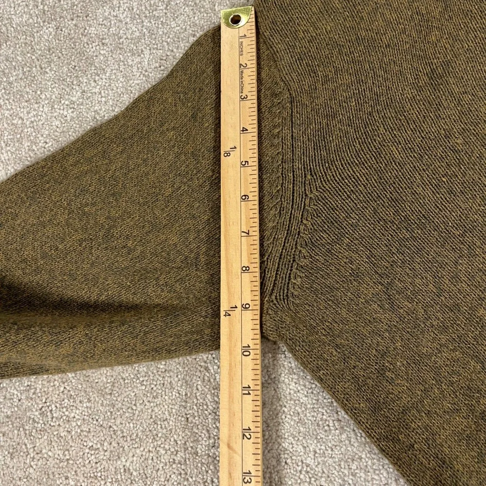 Eddie Bauer Quarter Zip Sweater Mens XL Olive Green 100% Cotton Knit